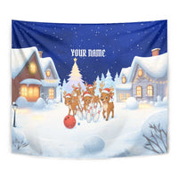 Funny Christmas Reindeer Bowling Custom Tapestry with Reindeer Snow Scene - Wonder Print Shop