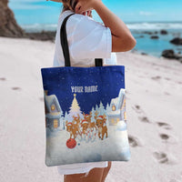 Funny Christmas Reindeer Bowling Custom Tote Bag with Reindeer Snow Scene - Wonder Print Shop