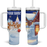Funny Christmas Reindeer Bowling Custom Tumbler With Handle with Reindeer Snow Scene - Wonder Print Shop