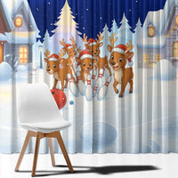 Funny Christmas Reindeer Bowling Custom Window Curtain with Reindeer Snow Scene - Wonder Print Shop