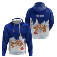 Funny Christmas Reindeer Bowling Custom Zip Hoodie with Reindeer Snow Scene - Wonder Print Shop
