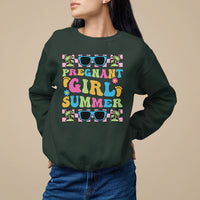 Pregnancy Announcement Sweatshirt Groovy Pregnant Girl Summer TS05 - Wonder Print Shop