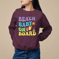 Pregnancy Announcement Sweatshirt Groovy Beach Baby On Board, Pregnant Mom TS05 - Wonder Print Shop