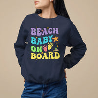 Pregnancy Announcement Sweatshirt Groovy Beach Baby On Board, Pregnant Mom TS05 - Wonder Print Shop