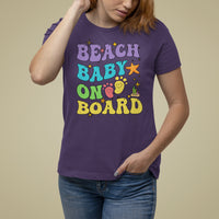 Pregnancy Announcement T Shirt For Women Groovy Beach Baby On Board, Pregnant Mom TS05 - Wonder Print Shop