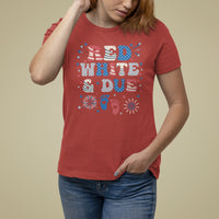 Pregnancy Announcement T Shirt For Women Red White And Due, 4th Of July TS05 - Wonder Print Shop