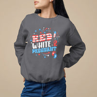 Pregnancy Announcement Sweatshirt Red White And Due, 4th Of July TS05 - Wonder Print Shop