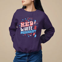 Pregnancy Announcement Sweatshirt Red White And Due, 4th Of July TS05 - Wonder Print Shop