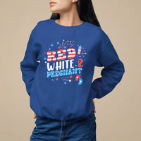 Pregnancy Announcement Sweatshirt Red White And Due, 4th Of July TS05 - Wonder Print Shop