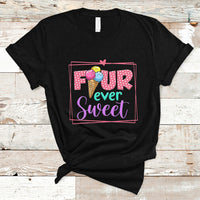 Funny Ice Cream T Shirt Four Ever Sweet, 4th Birthday Girl TS05 - Wonder Print Shop