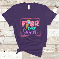 Funny Ice Cream T Shirt Four Ever Sweet, 4th Birthday Girl TS05 - Wonder Print Shop