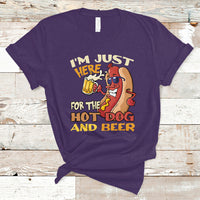 Hot Dog Lover T Shirt I'm Just Here For The Hot Dog And Beer TS05 - Wonder Print Shop