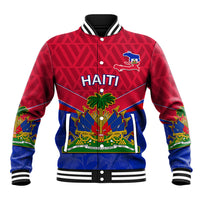 Custom Haiti Baseball Jacket Ayiti Coat Of Arms With Map TS06 - Wonder Print Shop