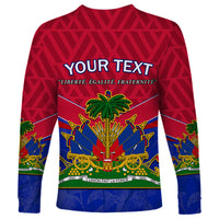 Custom Haiti Long Sleeve Shirt Ayiti Coat Of Arms With Map TS06 - Wonder Print Shop