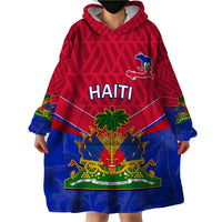 Custom Haiti Wearable Blanket Hoodie Ayiti Coat Of Arms With Map TS06 - Wonder Print Shop