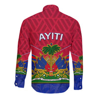 Haiti Long Sleeve Button Shirt Ayiti Coat Of Arms With Map TS06 - Wonder Print Shop