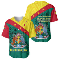 Grenada Baseball Jersey Coat Of Arms With Bougainvillea Flowers TS06 - Wonder Print Shop