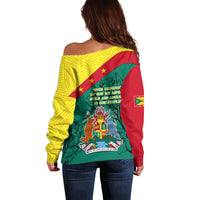 Grenada Off Shoulder Sweater Coat Of Arms With Bougainvillea Flowers TS06 - Wonder Print Shop