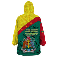 Grenada Wearable Blanket Hoodie Coat Of Arms With Bougainvillea Flowers TS06 - Wonder Print Shop