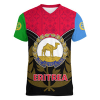 Eritrea Women V Neck T Shirt Coat Of Arms And Map With Cross TS06 - Wonder Print Shop