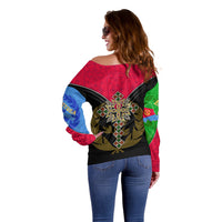 Eritrea Off Shoulder Sweater Coat Of Arms And Map With Cross TS06 - Wonder Print Shop
