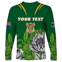Personalised South Africa Long Sleeve Shirt King Protea With Flag TS06 - Wonder Print Shop