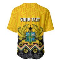 Personalised Ghana Baseball Jersey Kente Pattern And Adinkra Pattern Mix Coat Of Arms TS06 - Wonder Print Shop