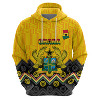 Personalised Ghana Hoodie Kente Pattern And Adinkra Pattern Mix Coat Of Arms TS06 - Wonder Print Shop