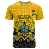 Personalised Ghana T Shirt Kente Pattern And Adinkra Pattern Mix Coat Of Arms TS06 - Wonder Print Shop