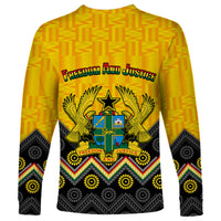 Ghana Long Sleeve Shirt Kente Pattern And Adinkra Pattern Mix Coat Of Arms TS06 - Wonder Print Shop