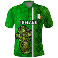 Ireland Polo Shirt Cross With Shamrock Simple Style TS06 - Wonder Print Shop