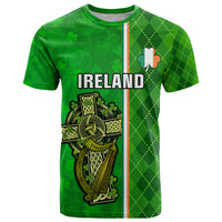 Personalised Ireland T Shirt Cross With Shamrock Simple Style TS06 - Wonder Print Shop