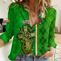 Personalised Ireland Women Casual Shirt Cross With Shamrock Simple Style TS06 - Wonder Print Shop