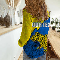 Personalised Ukraine Women Casual Shirt Sunflower With Ukraine Folk Patterns TS06 - Wonder Print Shop