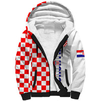 Personalised Croatia Sherpa Hoodie Chessboard Mix Coat Of Arms TS06 - Wonder Print Shop