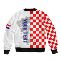 Personalised Croatia Sleeve Zip Bomber Jacket Chessboard Mix Coat Of Arms TS06 - Wonder Print Shop