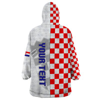 Personalised Croatia Wearable Blanket Hoodie Chessboard Mix Coat Of Arms TS06 - Wonder Print Shop
