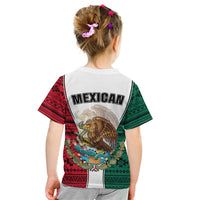 Mexico Kid T Shirt Coat Of Arms With Mexican Aztec Pattern TS06 - Wonder Print Shop