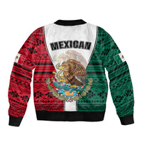 Mexico Sleeve Zip Bomber Jacket Coat Of Arms With Mexican Aztec Pattern TS06 - Wonder Print Shop