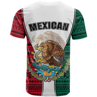 Mexico T Shirt Coat Of Arms With Mexican Aztec Pattern TS06 - Wonder Print Shop