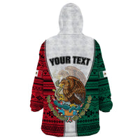 Personlised Mexico Wearable Blanket Hoodie Coat Of Arms With Mexican Aztec Pattern TS06 - Wonder Print Shop