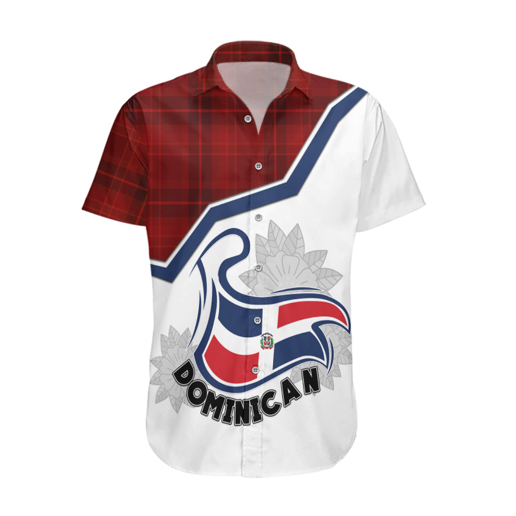 dominican-republic-hawaiian-shirt-dominicana-plaid-pattern-mix-coat-of-arms