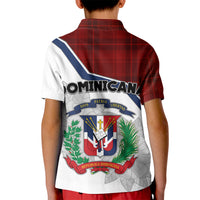 Dominican Republic Kid Polo Shirt Dominicana Plaid Pattern Mix Coat Of Arms TS06 - Wonder Print Shop