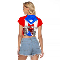 Puerto Rico Raglan Cropped T Shirt Coqui Frog Mix Flor de Maga TS06