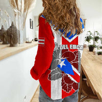 Puerto Rico Women Casual Shirt Coqui Frog Mix Flor de Maga TS06