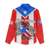 Puerto Rico Women Casual Shirt Coqui Frog Mix Flor de Maga TS06