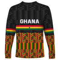 Ghana Long Sleeve Shirt Kente Pattern With Coat Of Arms TS06 - Wonder Print Shop