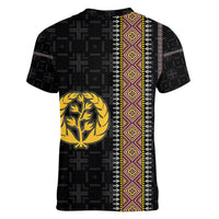 Eritrea Women V Neck T Shirt Habesha With African Pattern TS06 - Wonder Print Shop