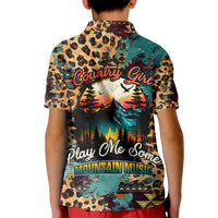 Country Girl Polo Shirt for Kid Play Me Some Mountain Music with Leoppard Pattern TS07 - Wonder Print Shop