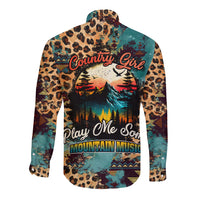 Country Girl Long Sleeve Button Shirt Play Me Some Mountain Music with Leoppard Pattern TS07 - Wonder Print Shop